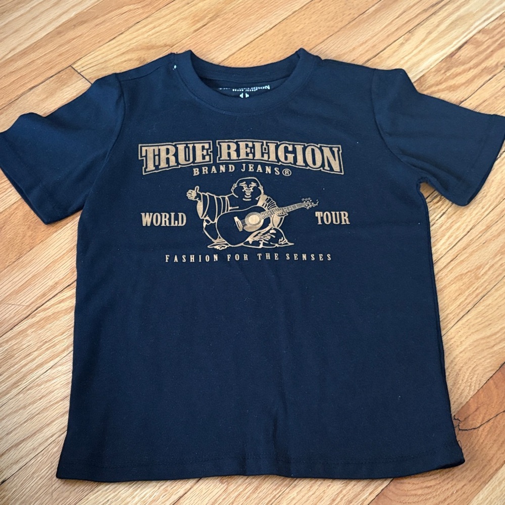 True Religion Kids Navy T-Shirt with Gold Graphic